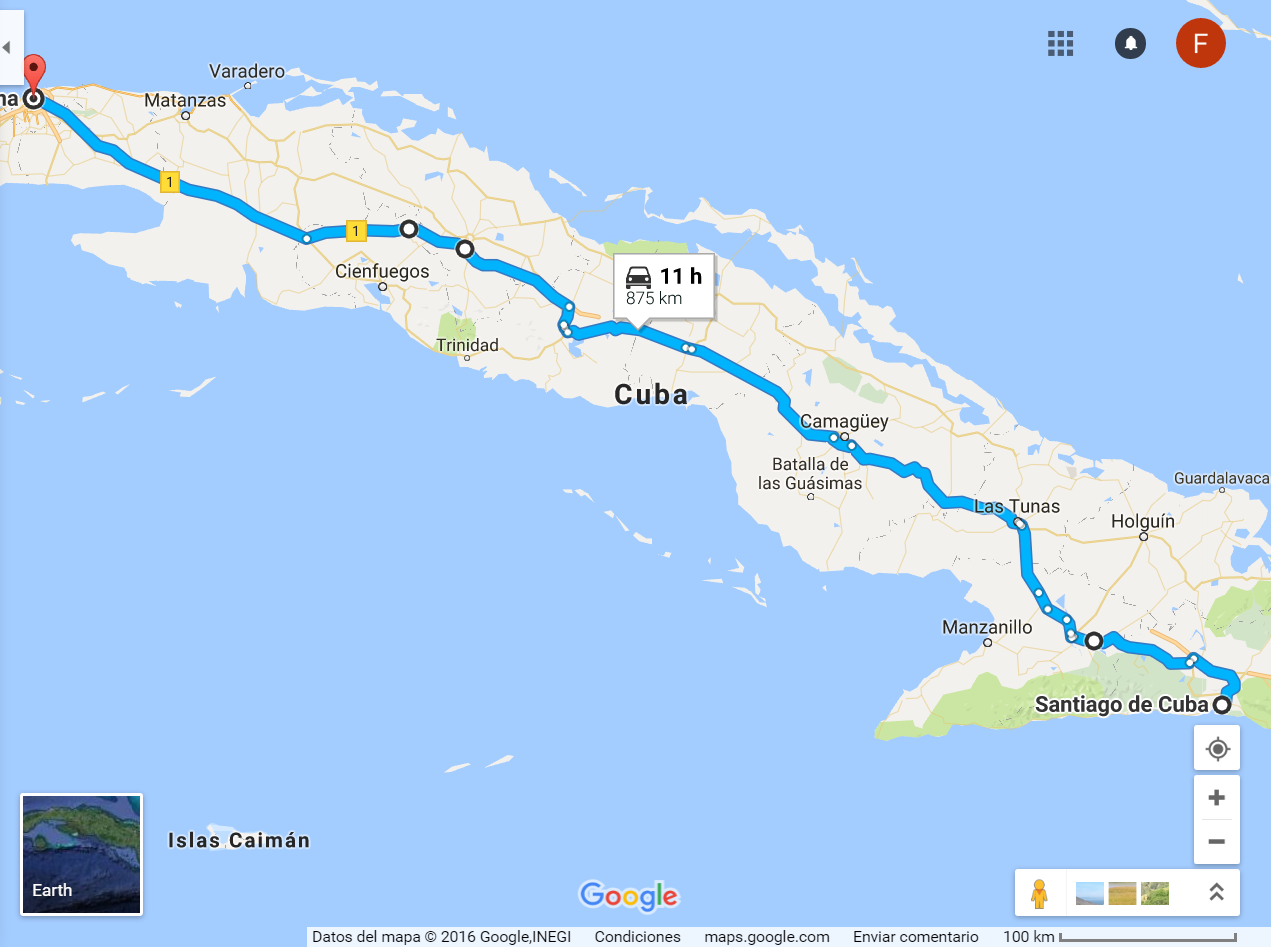 THE PROPOSED ROUTE IN CUBA